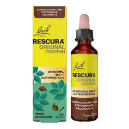 Flores de Bach originais Rescura gotas de chocolate com menta sem álcool, 20 ml