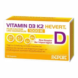 Vitamina D3 K2 Hevert + Cálcio e Magnésio 1000 cápsulas IE , 120 peças