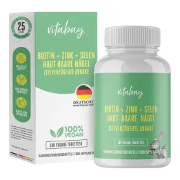 Biotina + Zinco + Selênio Pele + Cabelo + Unhas comprimidos veganos, 180 unid