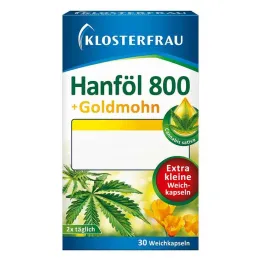 Óleo de cânhamo Klosterfrau 800 mg + cápsulas moles de papoula dourada, 30 unidades