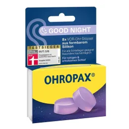 Tampões intra-auriculares de silicone Ohropax Good Night, 8 peças