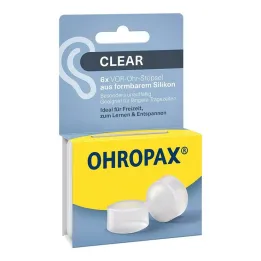 Tampões pré-auriculares de silicone transparente Ohropax, 6 unidades