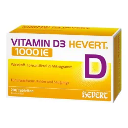VITAMIN D3 HEVERT Comprimidos de 1000 UI, 200 unidades