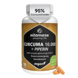 Curcuma 10.000 + cápsulas veganas de alta dose de piperina, 90 unidades