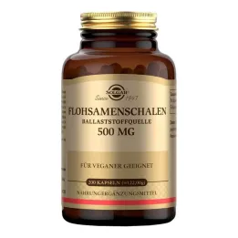 Cascas de psyllium Solgar cápsulas de 500 mg, 200 unidades