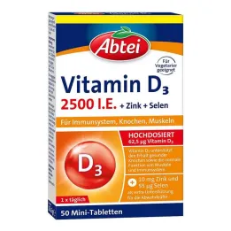 Abbey Vitamin D3 2500 UI Mini comprimidos, 50 unidades