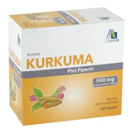 Cúrcuma 500 mg + cápsulas de piperina, 180 unidades