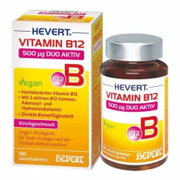 Pastilhas Duo Active com vitamina B12 Hevert 500 µg, 180 unidades