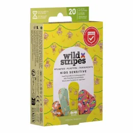 Emplastros Wild Stripes Kids sensíveis Jungle Vibe, 20 unidades