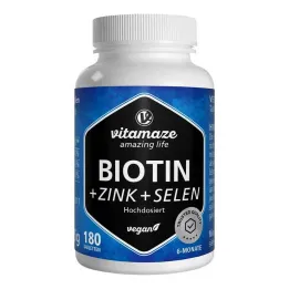 Biotina 10 mg em dose alta + comprimidos de zinco + selênio, 180 unidades