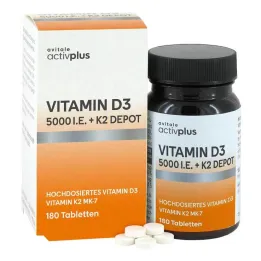 Activplus Vitamin D3 5000 UI + comprimidos K2 Depot, 180 unidades