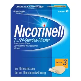 NICOTINELL adesivos de nicotina de 7 mg / 24 horas, luz de intensidade do adesivo (3), 30 unidades
