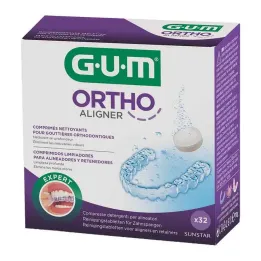 GUM Pastilhas de limpeza Ortho Aligner, 32 unidades