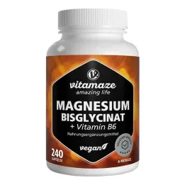 Bisglicinato de magnésio + cápsulas de vitamina B6, 240 unidades